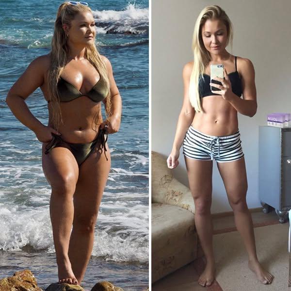 Comparativo visual de emagrecimento antes e depois
